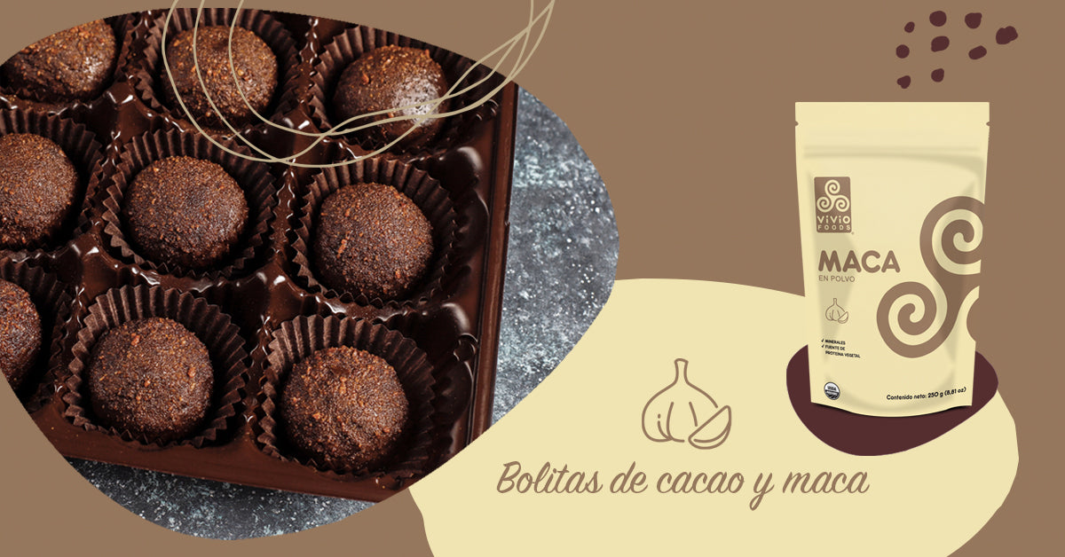 Bolitas energéticas de cacao y maca