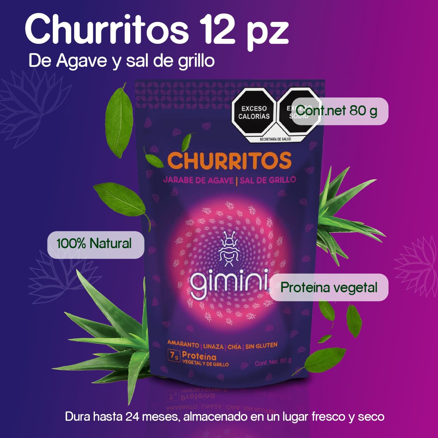 Churritos de Agave y Sal de Grillo 12pz