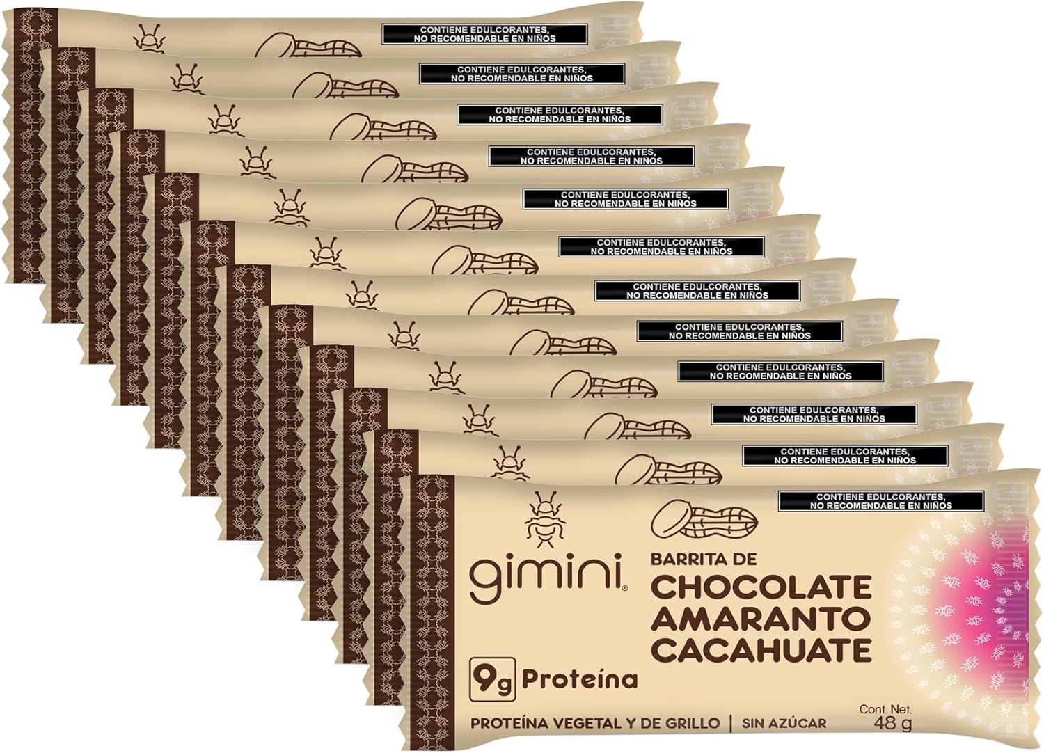 Barritas de Chocolate con Amaranto y Cacahuate Pack 12pz