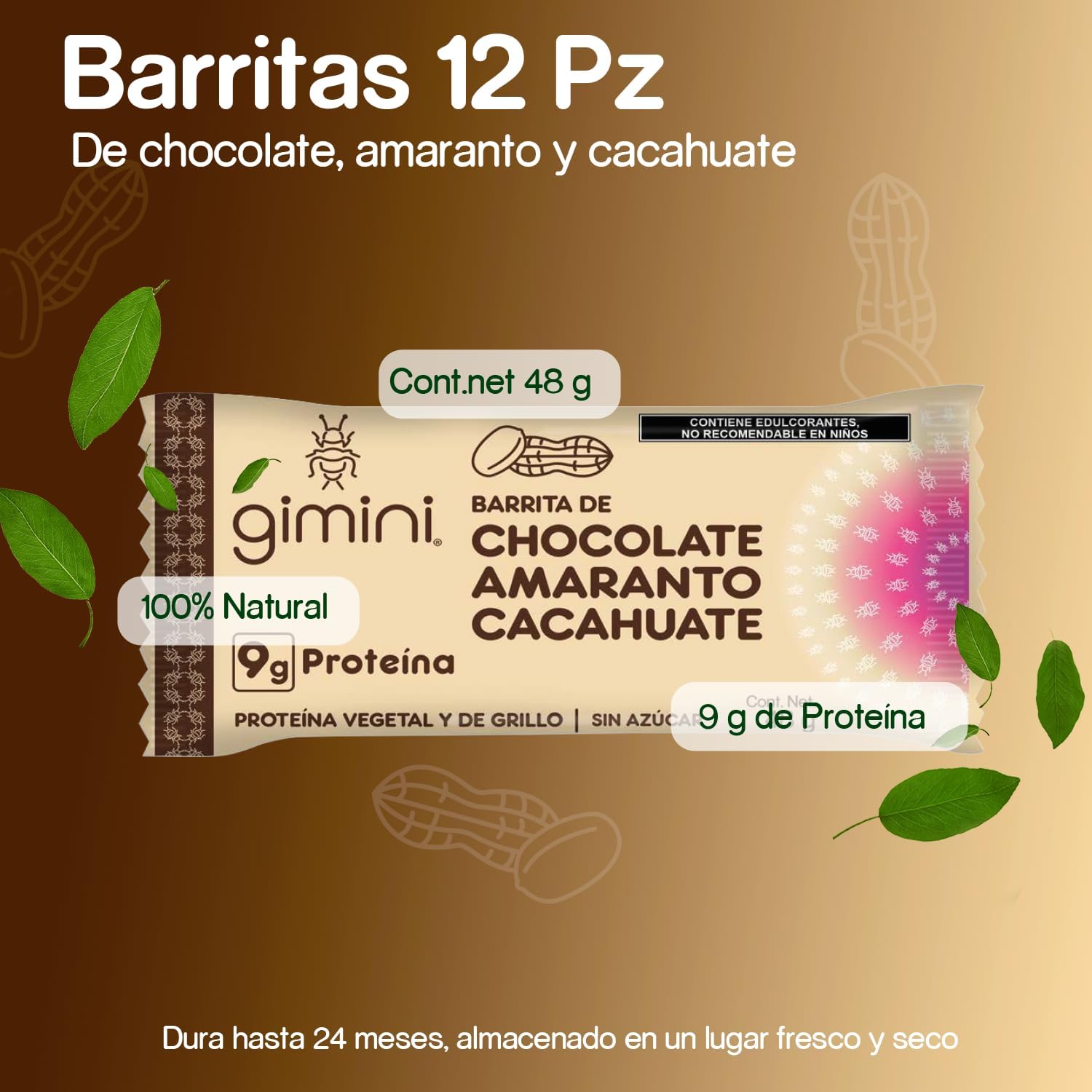 Barritas de Chocolate con Amaranto y Cacahuate Pack 12pz