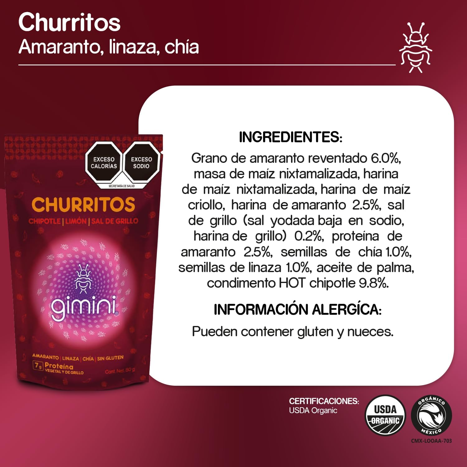 Churritos Chipotle Limón y Sal de Grillo Pack 12pz