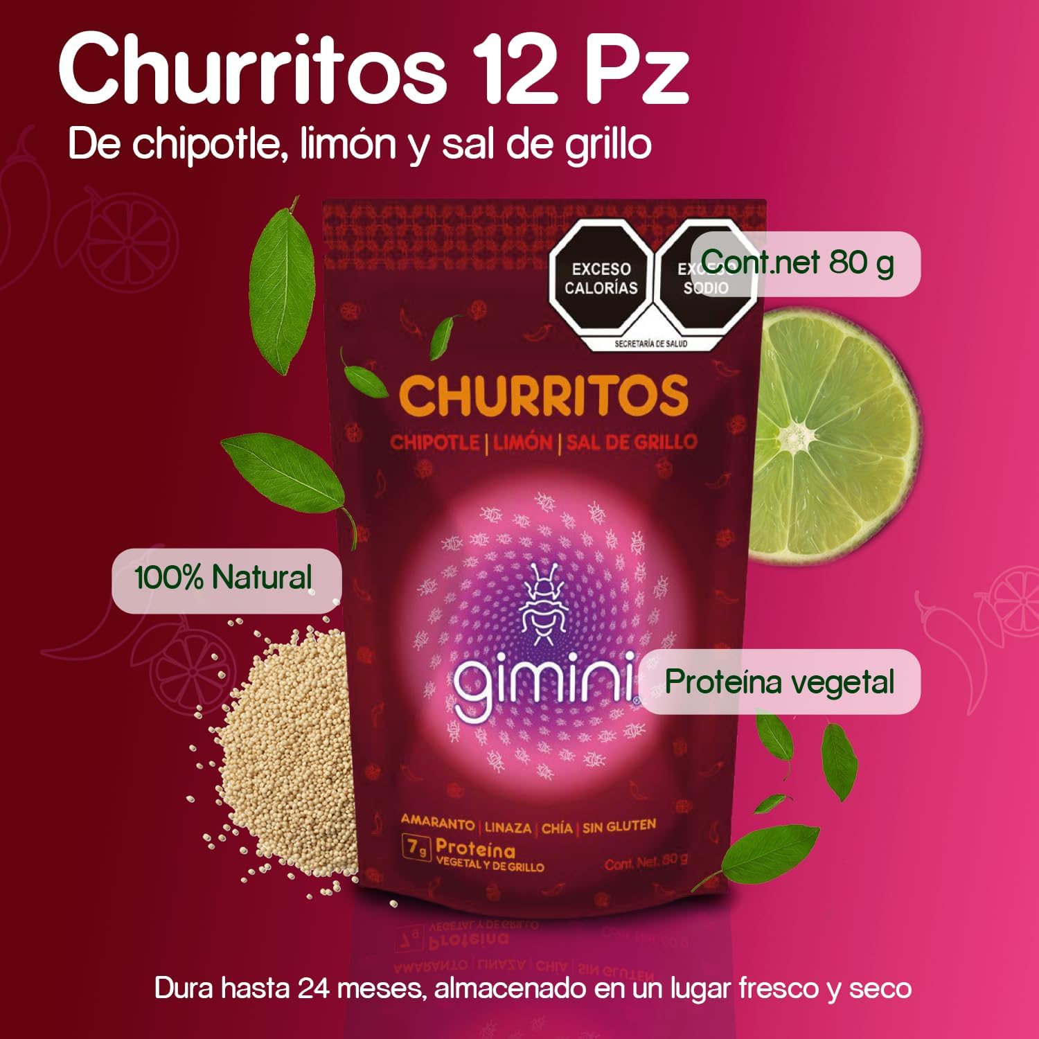 Churritos Chipotle Limón y Sal de Grillo Pack 12pz