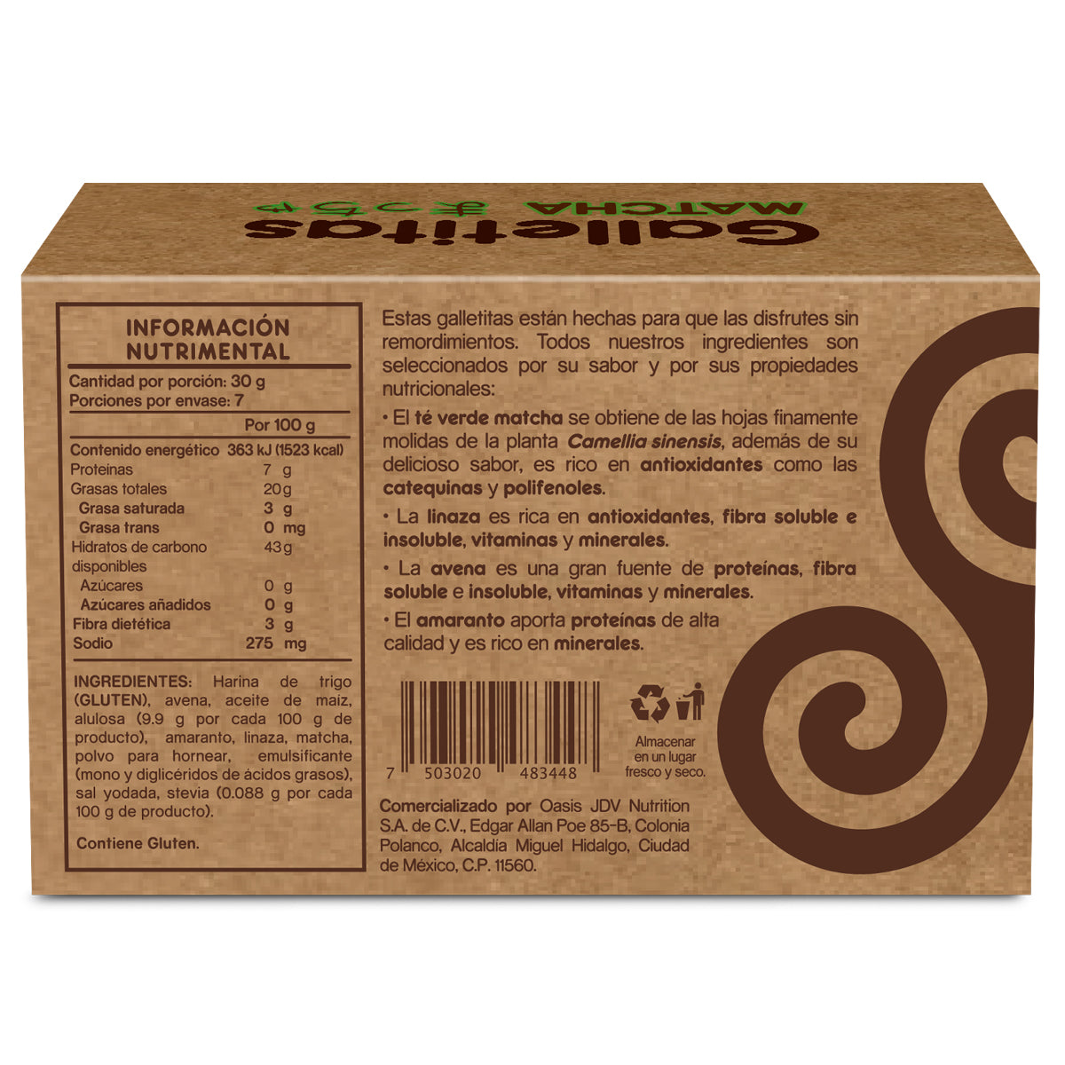 3 Pack Galletas Vivio Foods - Matcha, Cacao Nibs y Nuez